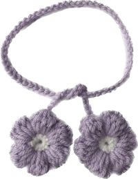 two crocheted flowers on a black background