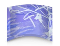 a blue and white painting on a curved sleeve