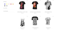 a screen shot of a website showing different styles of t - shirts
