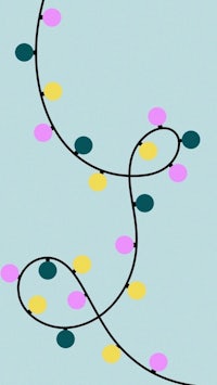a colorful string of lights on a blue background
