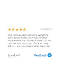 a customer review for a software company with a five star rating