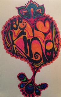 a drawing of a heart with the words be kind