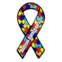 autism awareness ribbon with colorful puzzle pieces