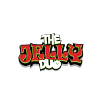 the jelly duo logo on a black background