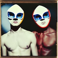 two men wearing masks