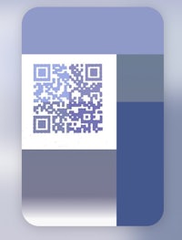 a qr code on a blue and white background