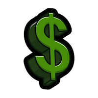 a green dollar sign sticker on a black background