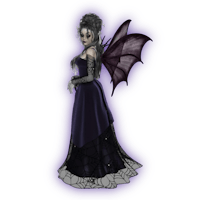 a fairy in a purple dress with wings