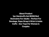 a black background with the words about product top handcuffs for adult bdm bed
