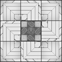 a black and white pattern with a square in the middle