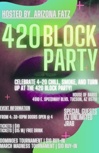 a flyer for the 420 block party in arizona
