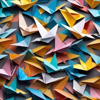 colorful origami birds on a gray background