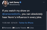josh denny tweets if you watch my show on absolutely gen