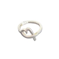 a silver ring with a heart on it