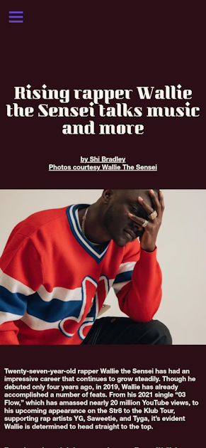 Rising rapper Wallie the Sensei talks music and more - UNIA magazine