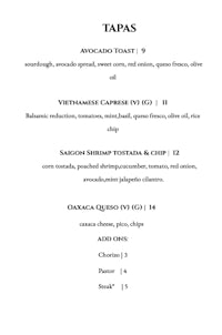 the menu for tapas is shown in black and white