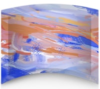 an abstract painting with blue, orange, and yellow colors
