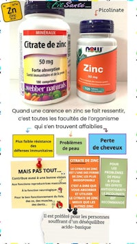 a flyer with the words citrate de zinc