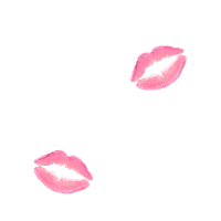 two pink lips on a black background