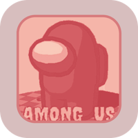 among us - a pink square with the words among us on it
