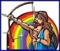 an image of jesus with a bow and arrow