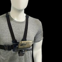 a mannequin with a phone strapped to his chest