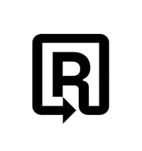a black and white logo with the letter r