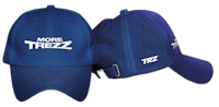a blue hat with the word more trezz on it